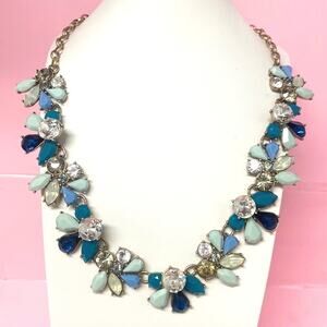 J Crew Blue Rhinestones Statement Necklace